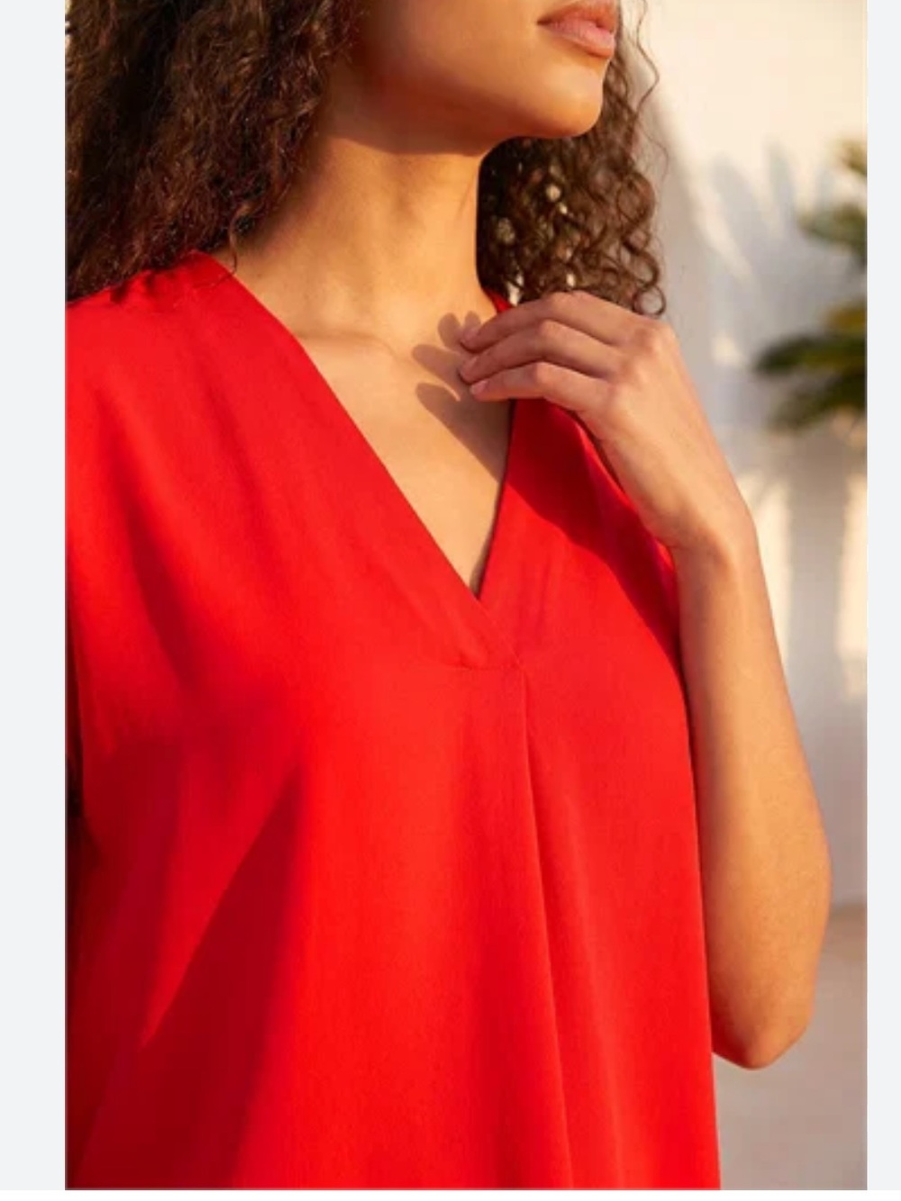 a new day Red V-Neck Short Sleeve Blouse